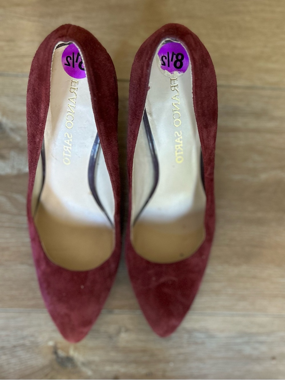 Franco Sarto Burgundy Suede Pointed-Toe High Heels - Picture 2 of 4